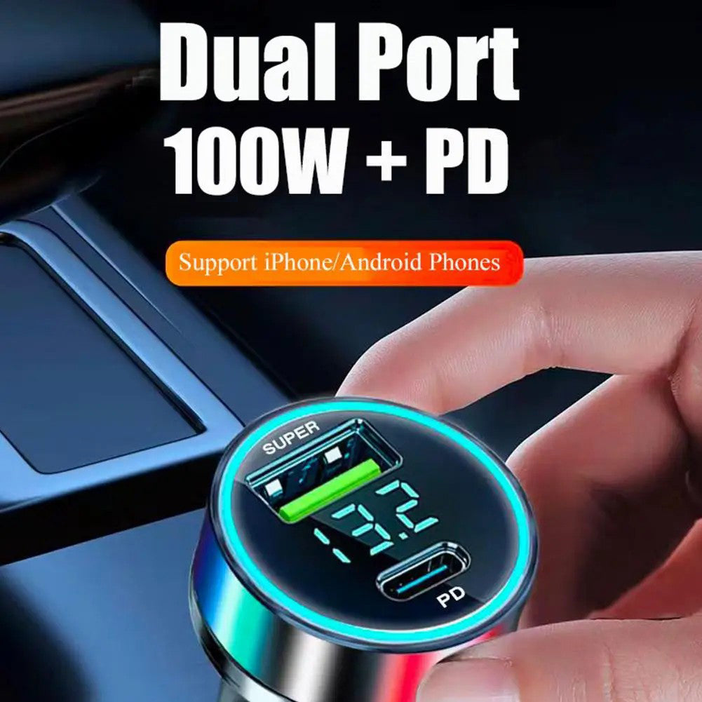 D3-PD 120W Car Charger Type-C+USB Dual Port +100W 3-in-1 Fast Charging Cable D3-PD 120W Car Charger Type-C+USB Dual Port +100W 3-in-1 Fast Charging Cable